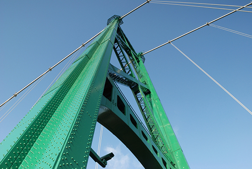 Green bridge tower